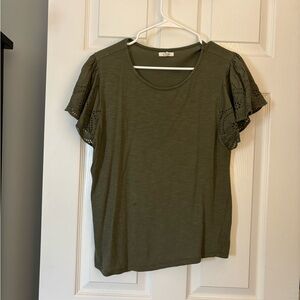 Maurices Green Eyelet Sleeve Tee